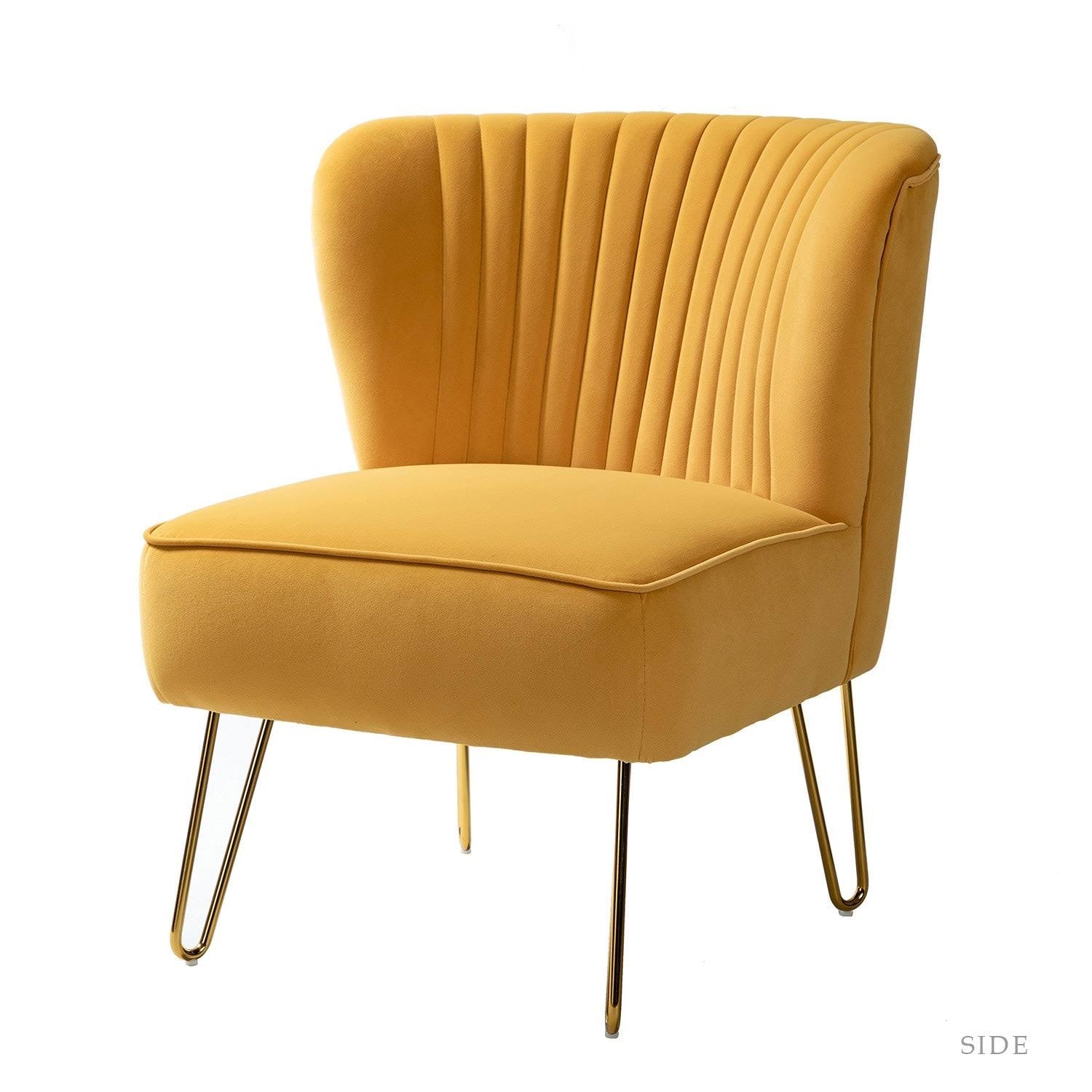 Tufted Side Chair with Golden Base - Tan U967290