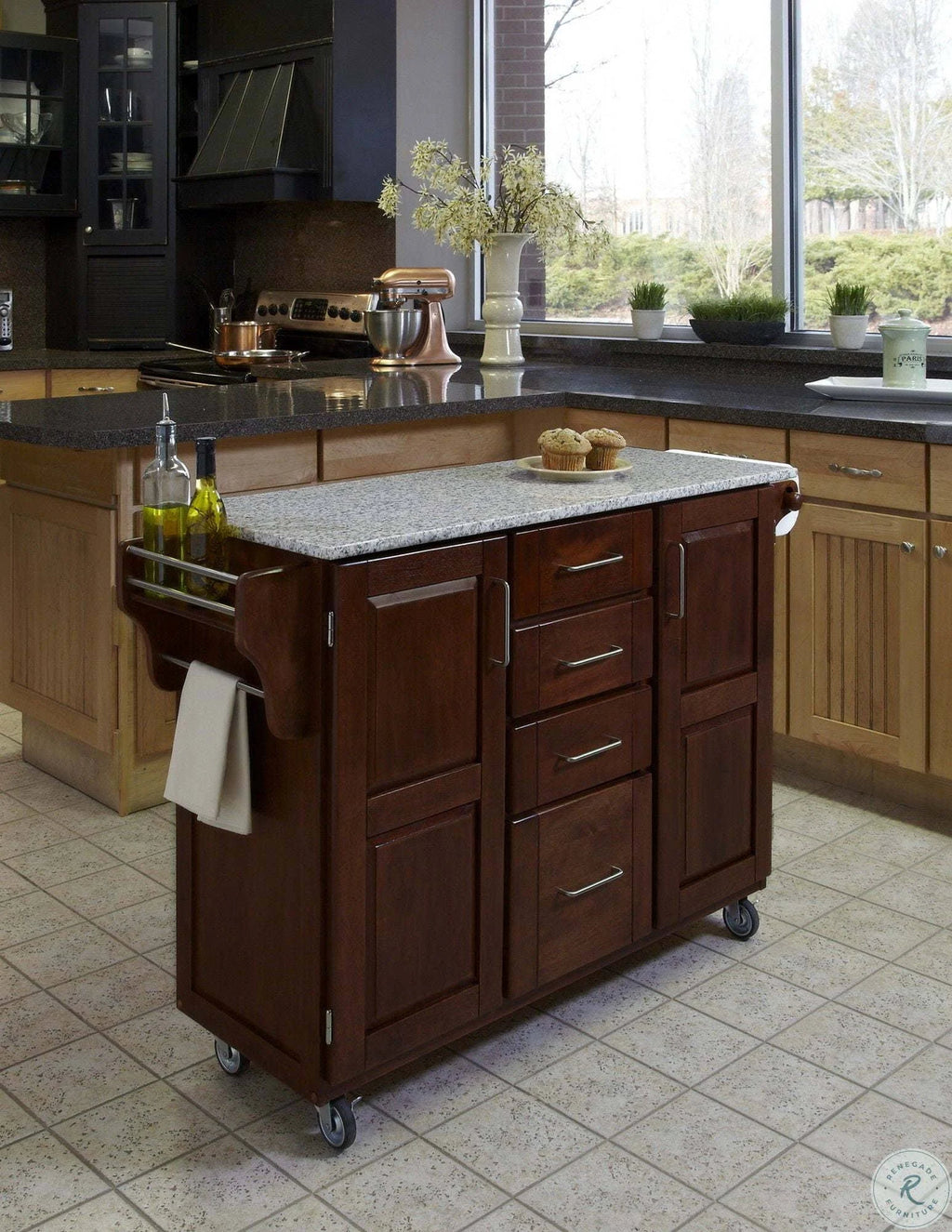 Cherry Salt and Pepper Granite Top Cart M91131