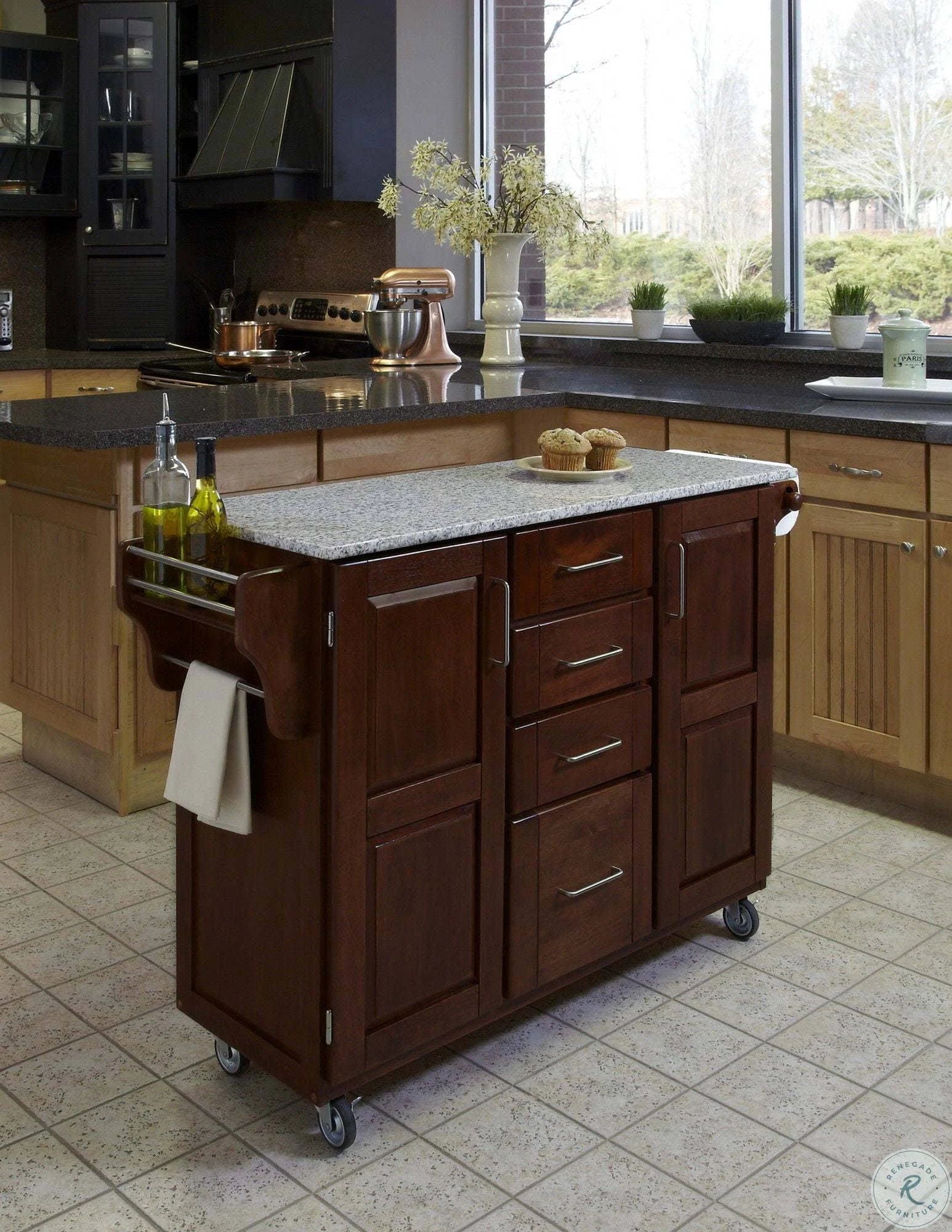 Cherry Salt and Pepper Granite Top Cart M91131