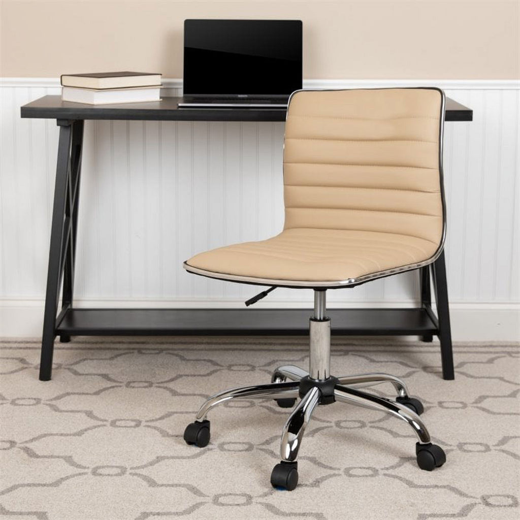 Tan Vinyl Low Back Swivel Office Chair G404420