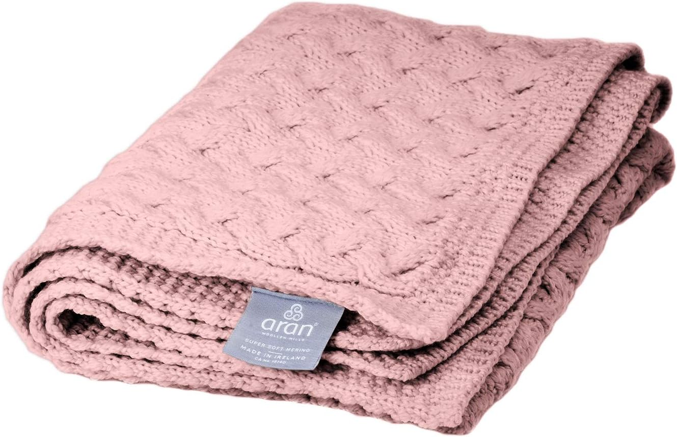 Oatmeal Merino Cable Knit Baby Blanket Throw G457571