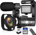 4K 48MP Autofocus Camcorder with WiFi, 18X Digital Zoom, External Microphone, 32GB SD Card, 2 Batteries C10192