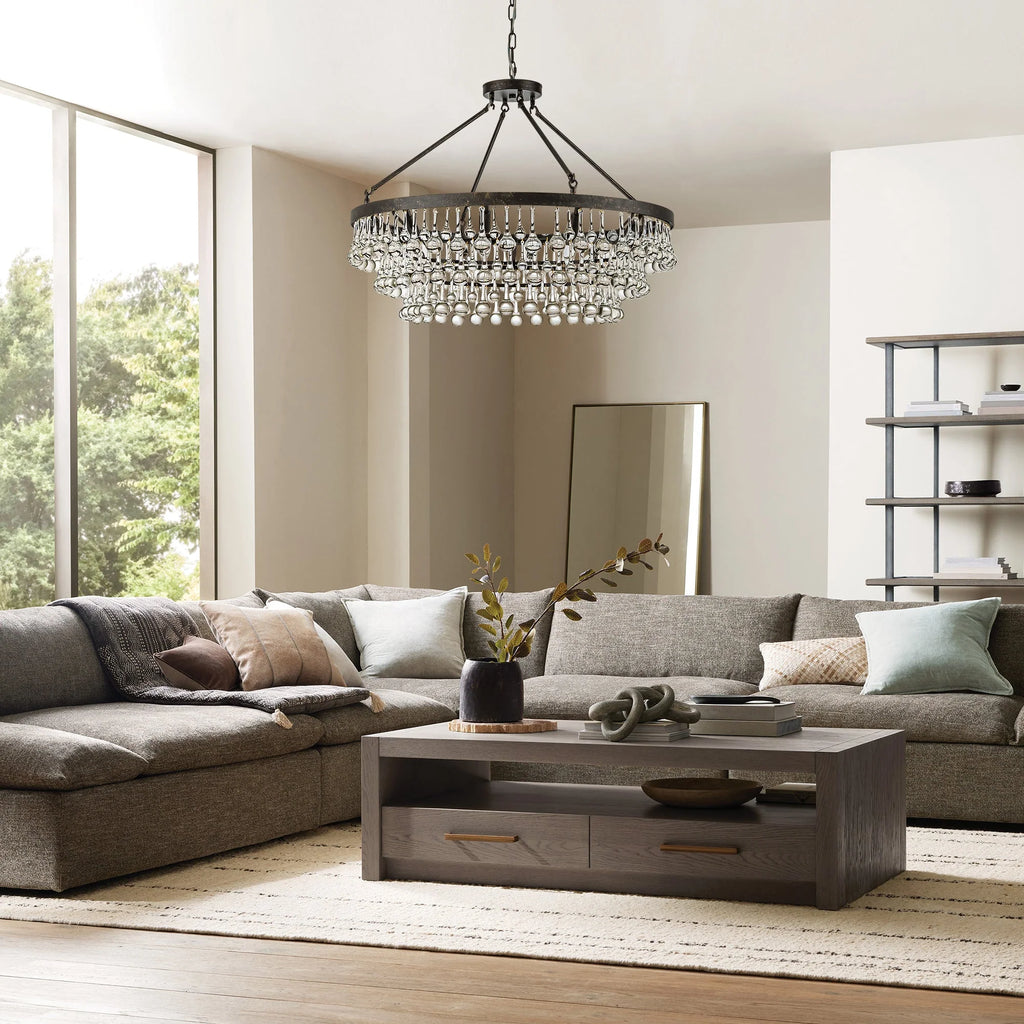 10-Light 3-Tier Drum Crystal Chandelier W1088