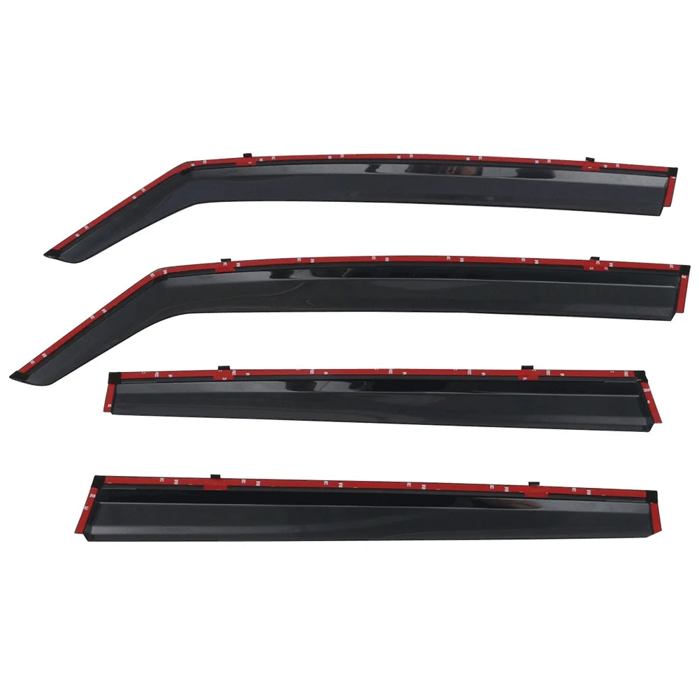 Polycarbonate Window Vent Visor Deflector Rain Guard with Chrome Trim 4Pc M9588