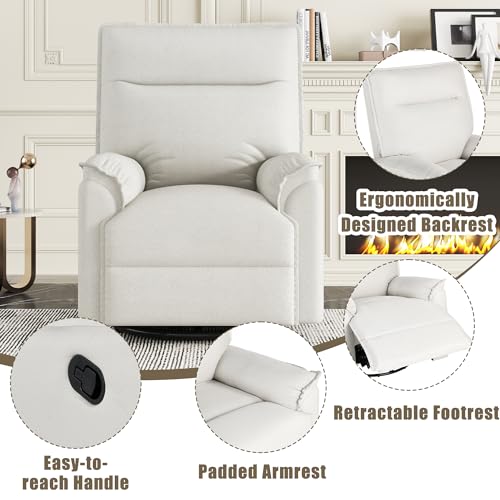 Beige Swivel Rocker Recliner Chair with Adjustable Backrest E1994
