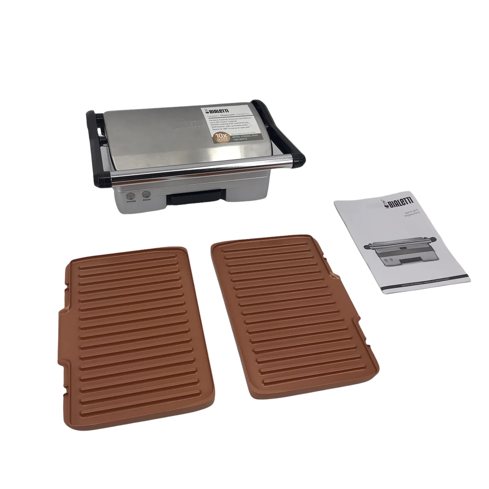Copper Titanium Ceramic Panini Maker 1200 Watts N981022