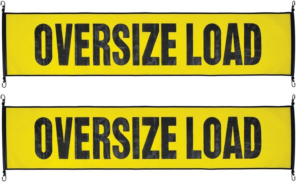 Oversize Load Banner with Heavy Duty Metal Hooks, 18 Inch x 84 Inch, Pack of 2 N5630