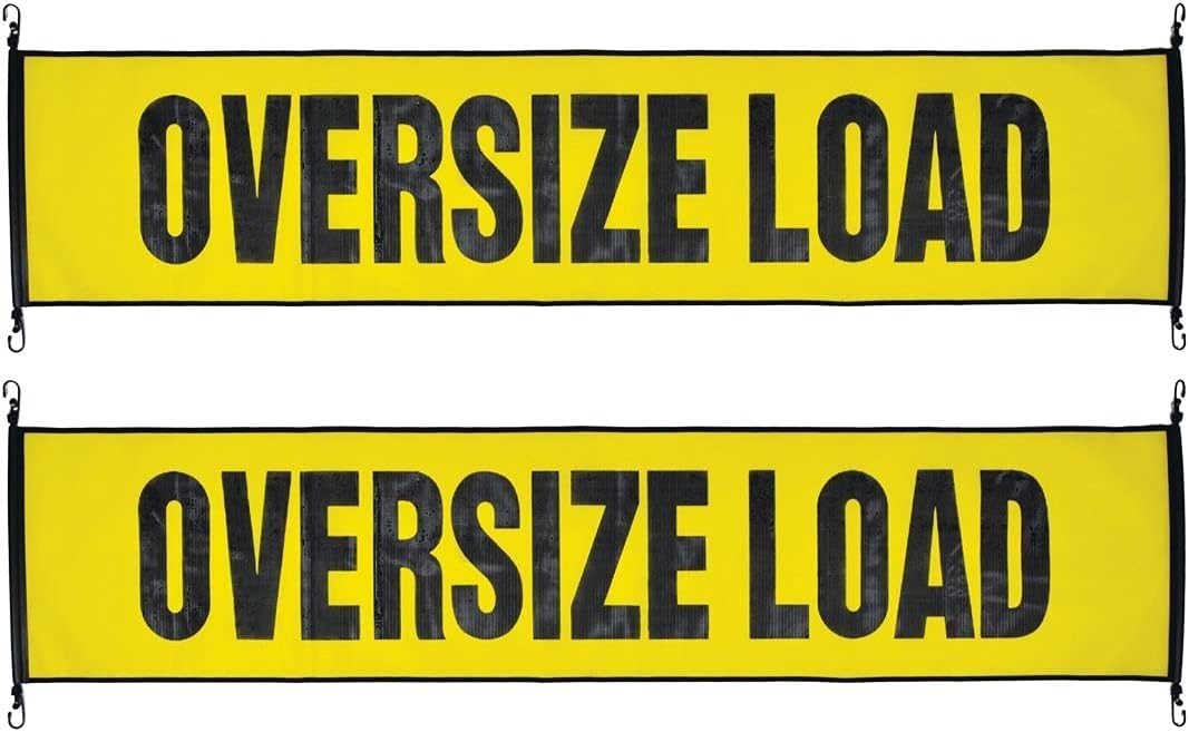 Oversize Load Banner with Heavy Duty Metal Hooks, 18 Inch x 84 Inch, Pack of 2 N5630