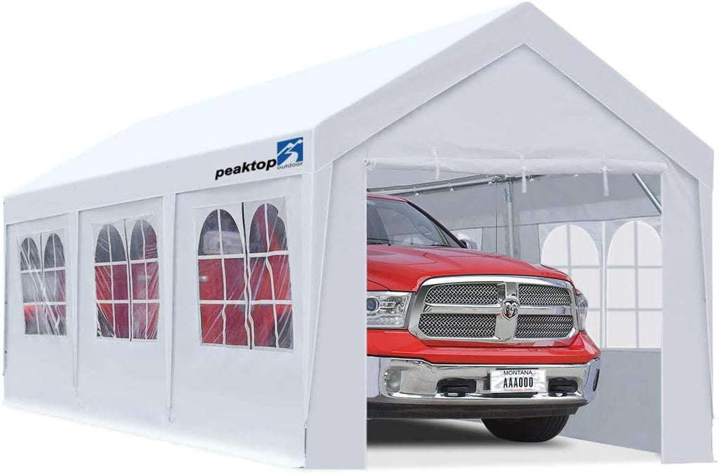 10 x 20 ft Heavy Duty Carport Canopy with Removable Sidewalls L258472