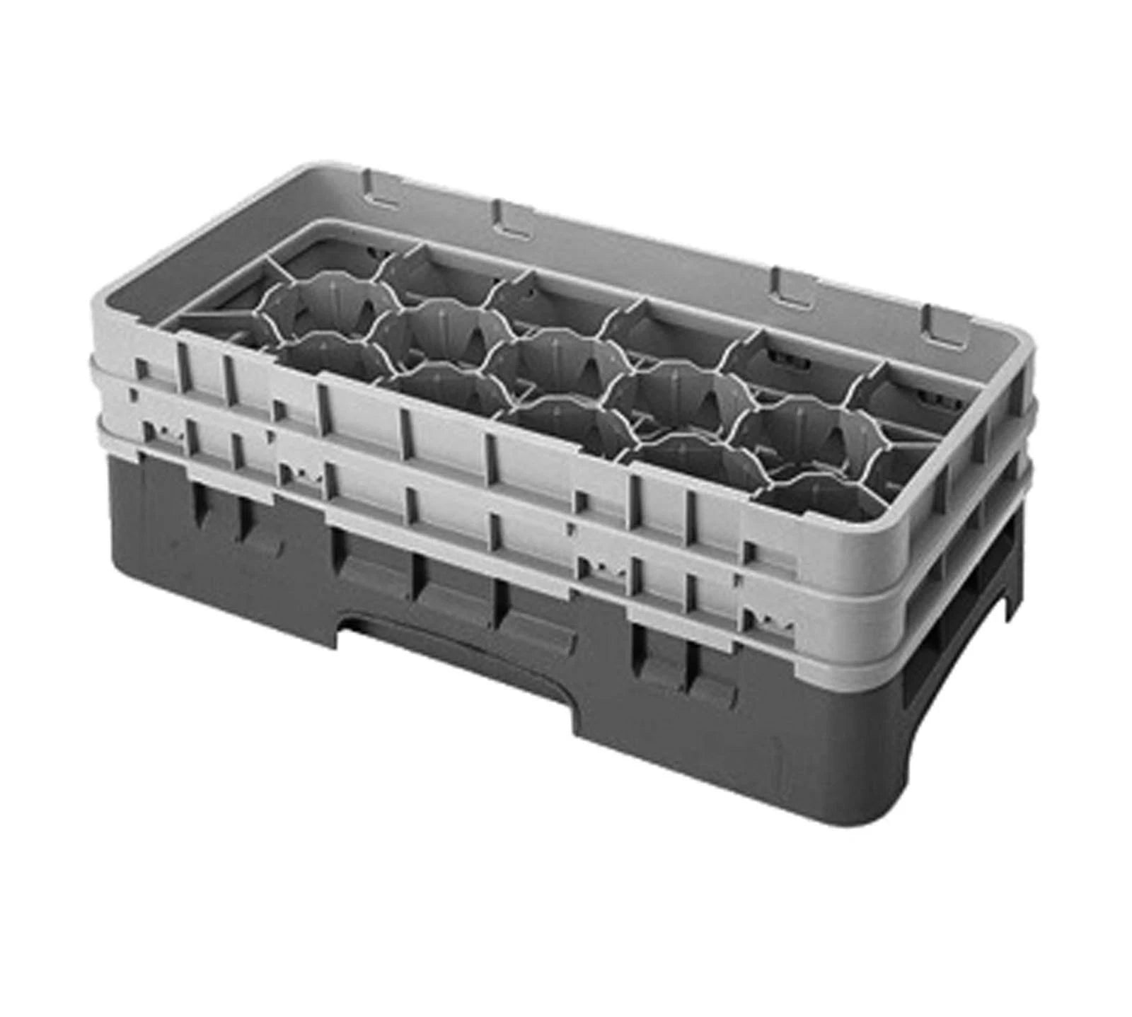 Half Size Beige Glass Rack - 17 Compartments - 2 Gray Extenders N5979