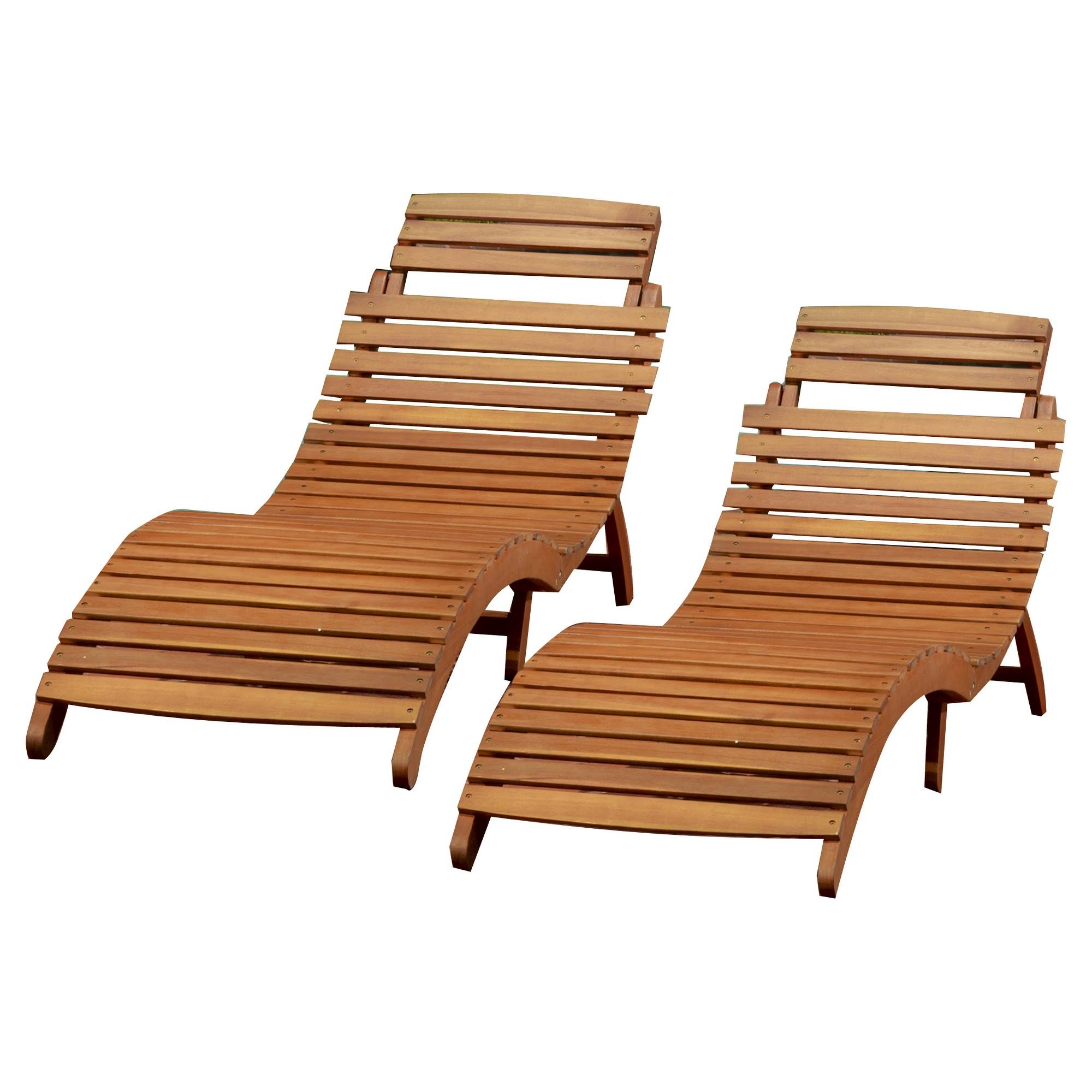 Acacia Wood Chaise Lounge (Set of 2) J240933