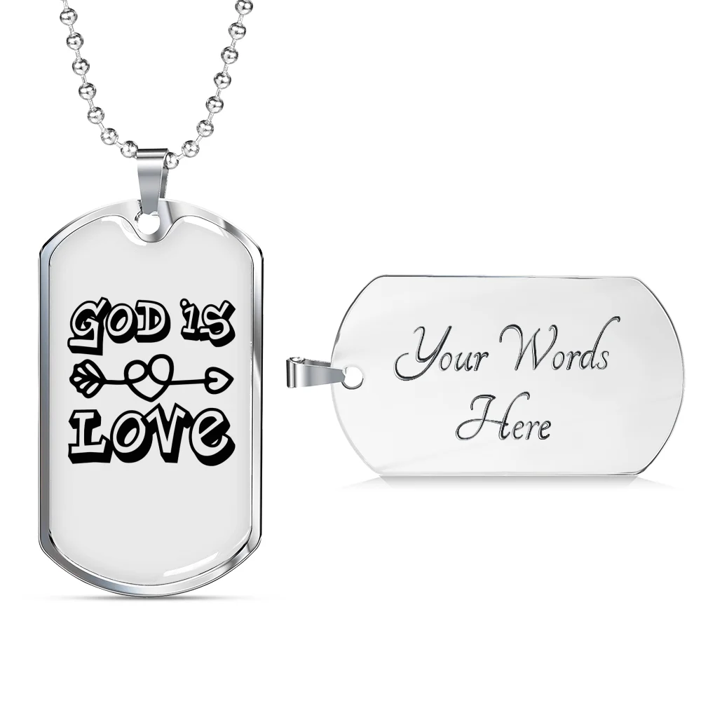 Stainless Steel or 18k Gold Dog Tag Necklace with 24" Chain U960