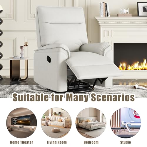 Beige Swivel Rocker Recliner Chair with Adjustable Backrest E1994