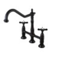 Oil Rubbed Bronze Bridge Kitchen Faucet with Brass Sprayer D497064