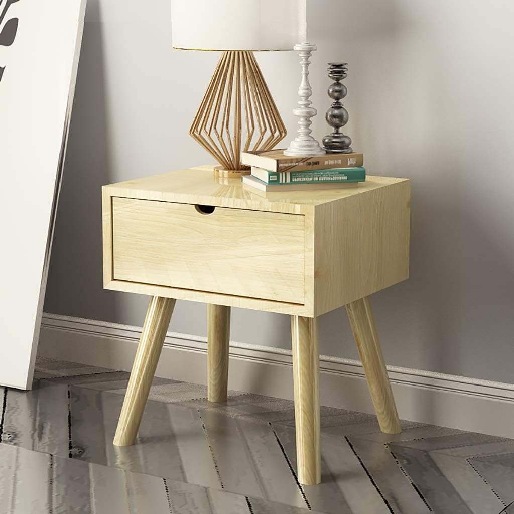 Solid Wood Bedside Table with Drawers E647