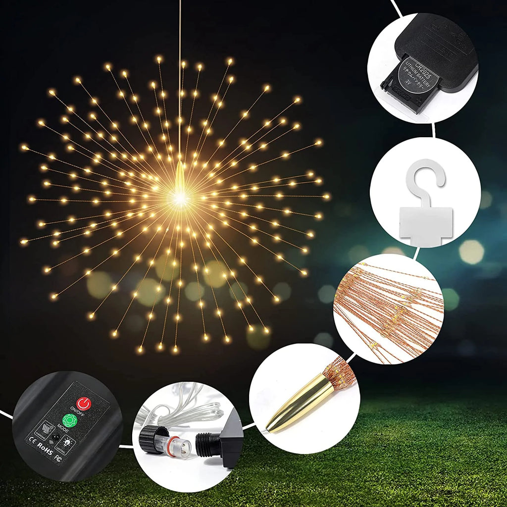 800 Led Solar Starburst Sphere Lights Waterproof Hanging Fairy Light D425