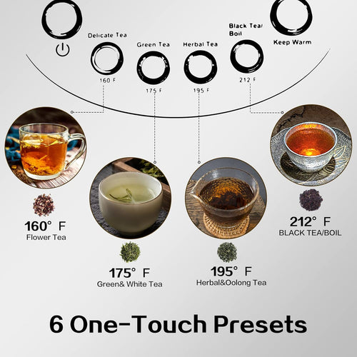 1.7L Borosilicate Glass Electric Kettle with Temperature Control X277