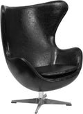 Black Leather Egg Chair with Tilt-Lock Mechanism P516