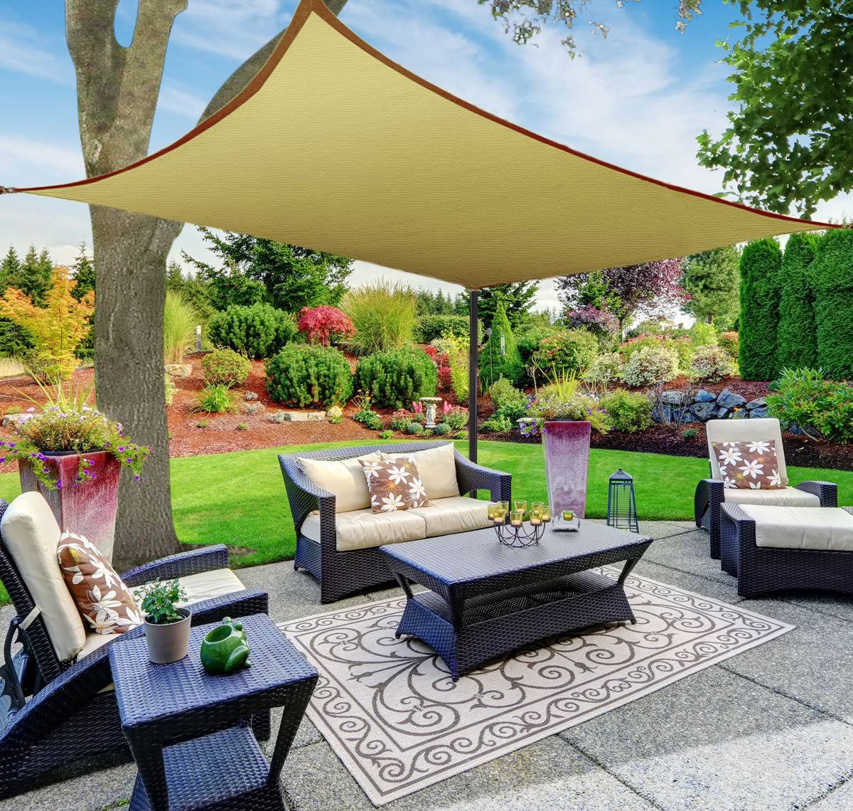 Beige Rectangle Sun Shade Sail Canopy C861675