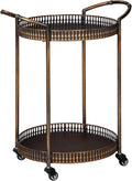 Gold Finish Metal Rolling Bar Cart with Caster Wheels L684213