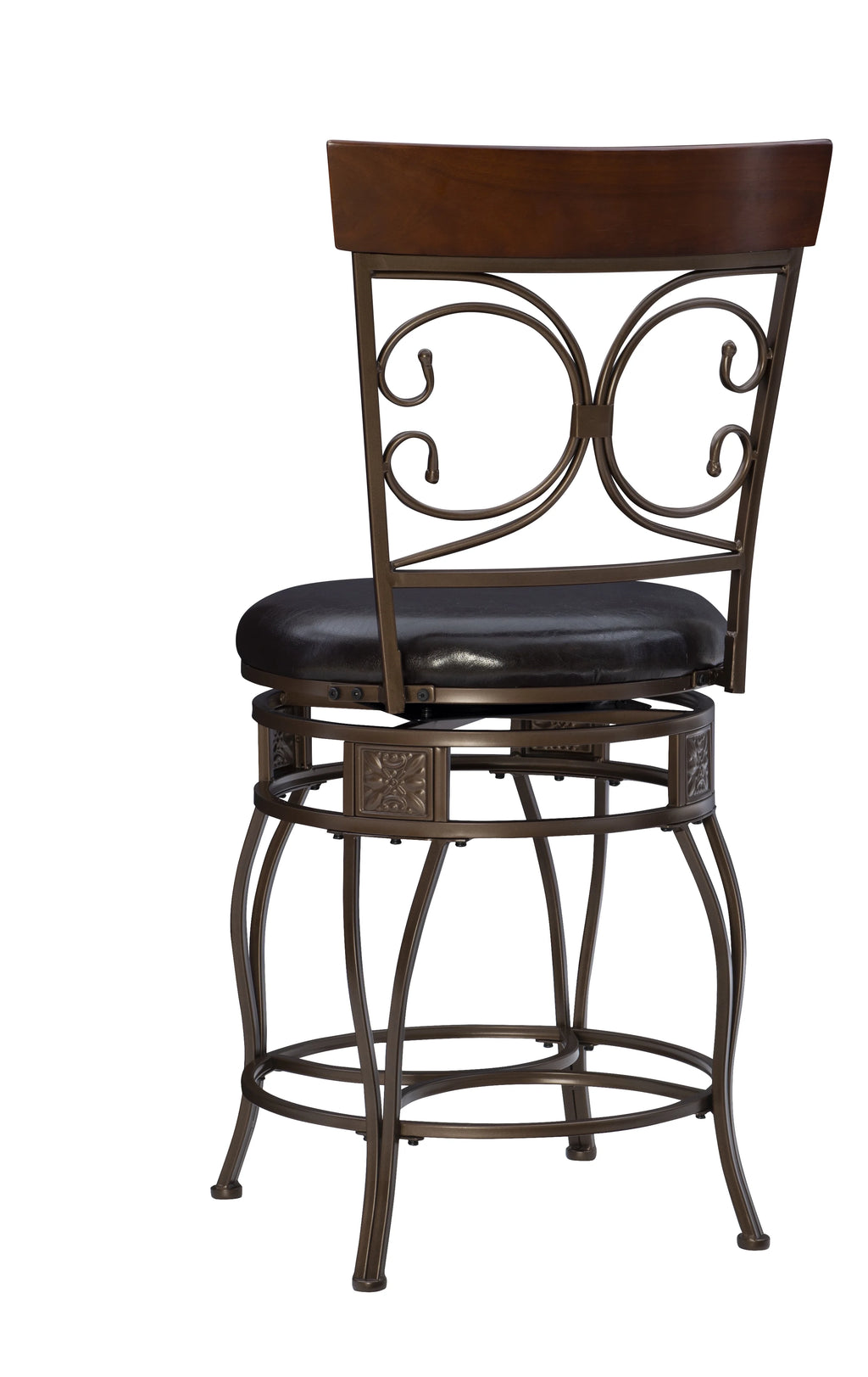 24.75" Metal Counter Stool with Swivel, Dark Bronze Faux Leather O9464