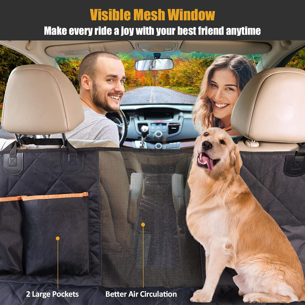 Waterproof Dog Car Seat Cover with Mesh Window and 2 Pockets, Pack of 2 J845719