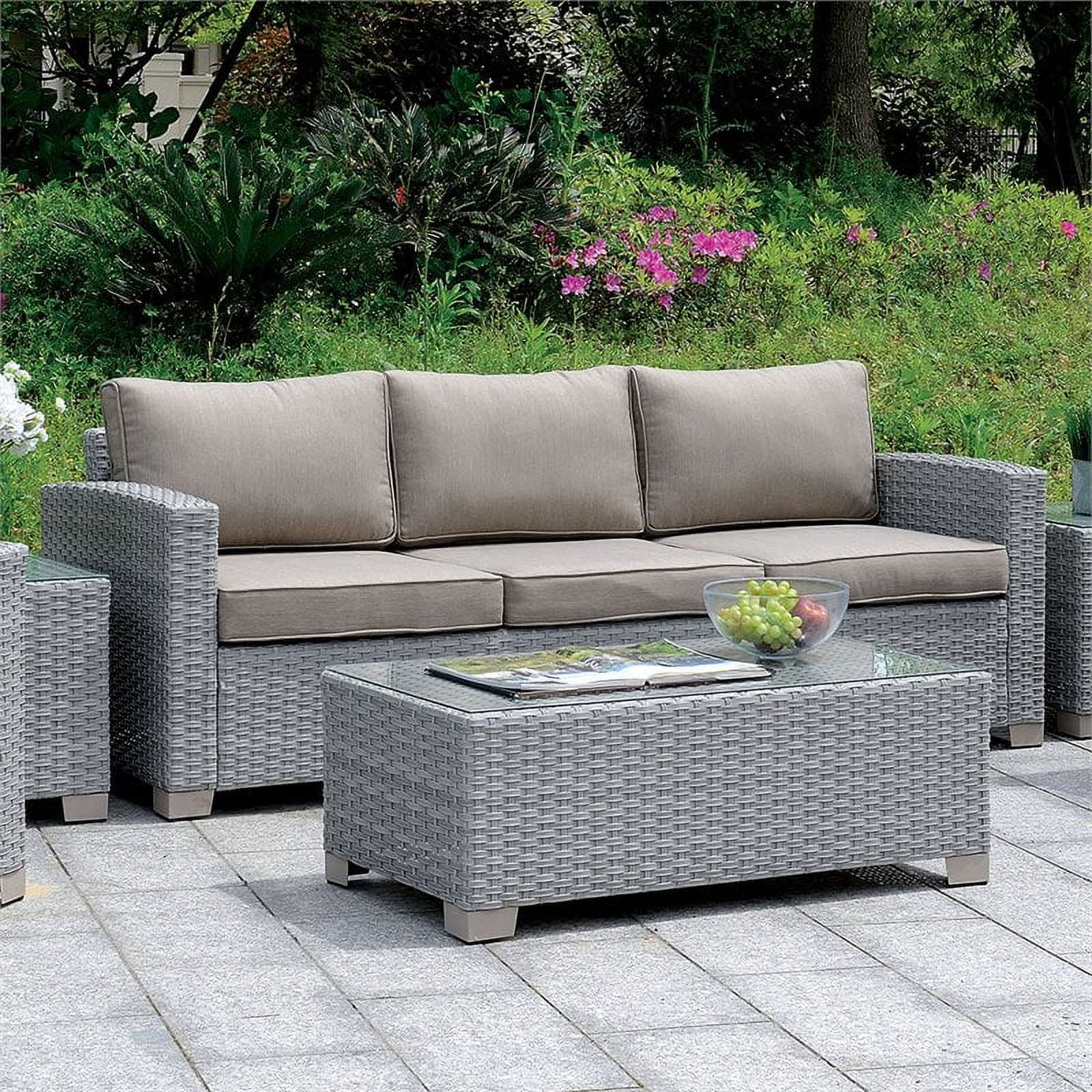 Gray Rattan Wicker Patio Sofa P575234