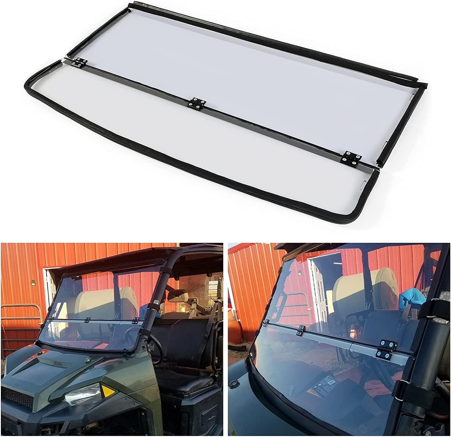 Flip Windshield Compatible with Polaris Ranger 1000 Front 2-in-1 Fold Down Clear Windscreen F667324