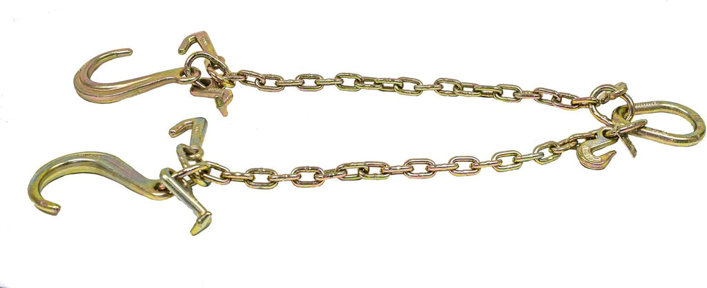 5/16'' x 3' G70 V-Chain Bridle with 8" Medium J Hooks, Grab Hooks 3' Legs O67512