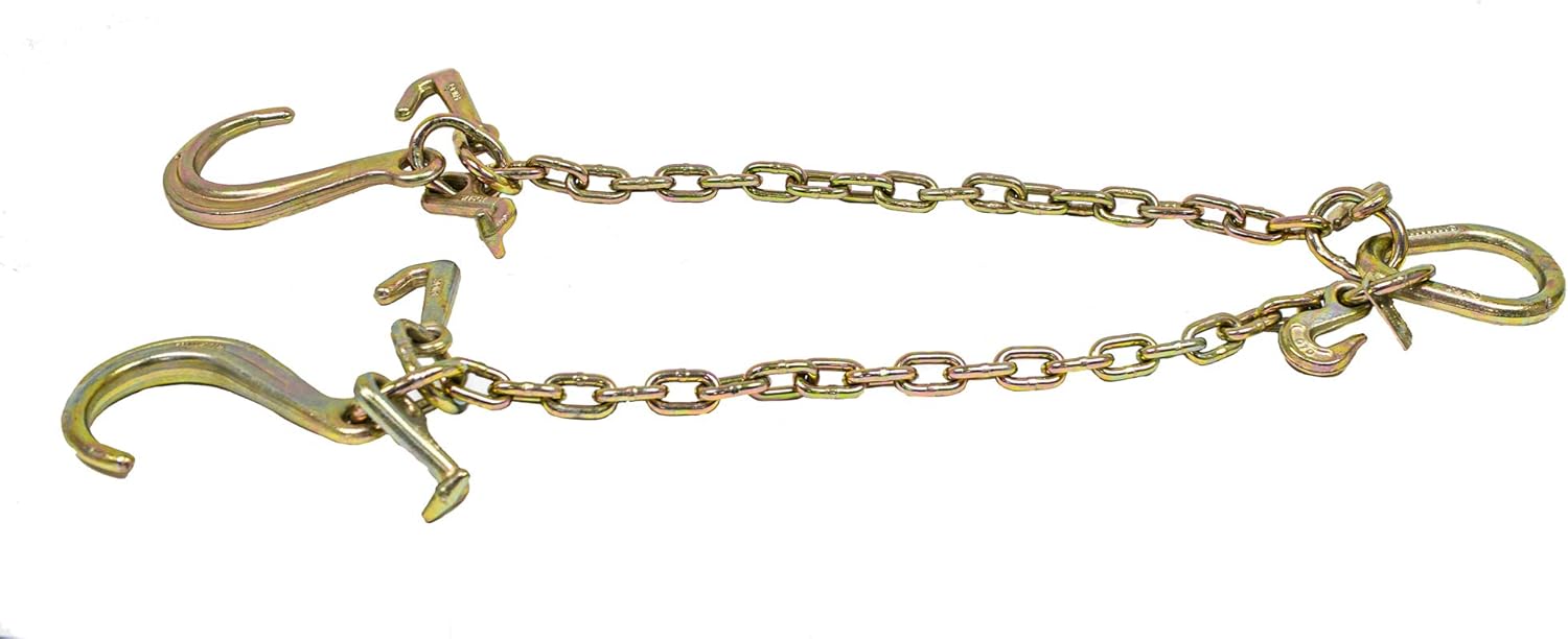 5/16'' x 3' G70 V-Chain Bridle with 8" Medium J Hooks, Grab Hooks 3' Legs O67512