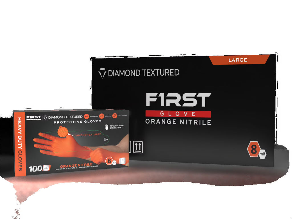 Heavy Duty Disposable Nitrile Gloves, Large, 1000 Ct., 8 Mil, Orange S407