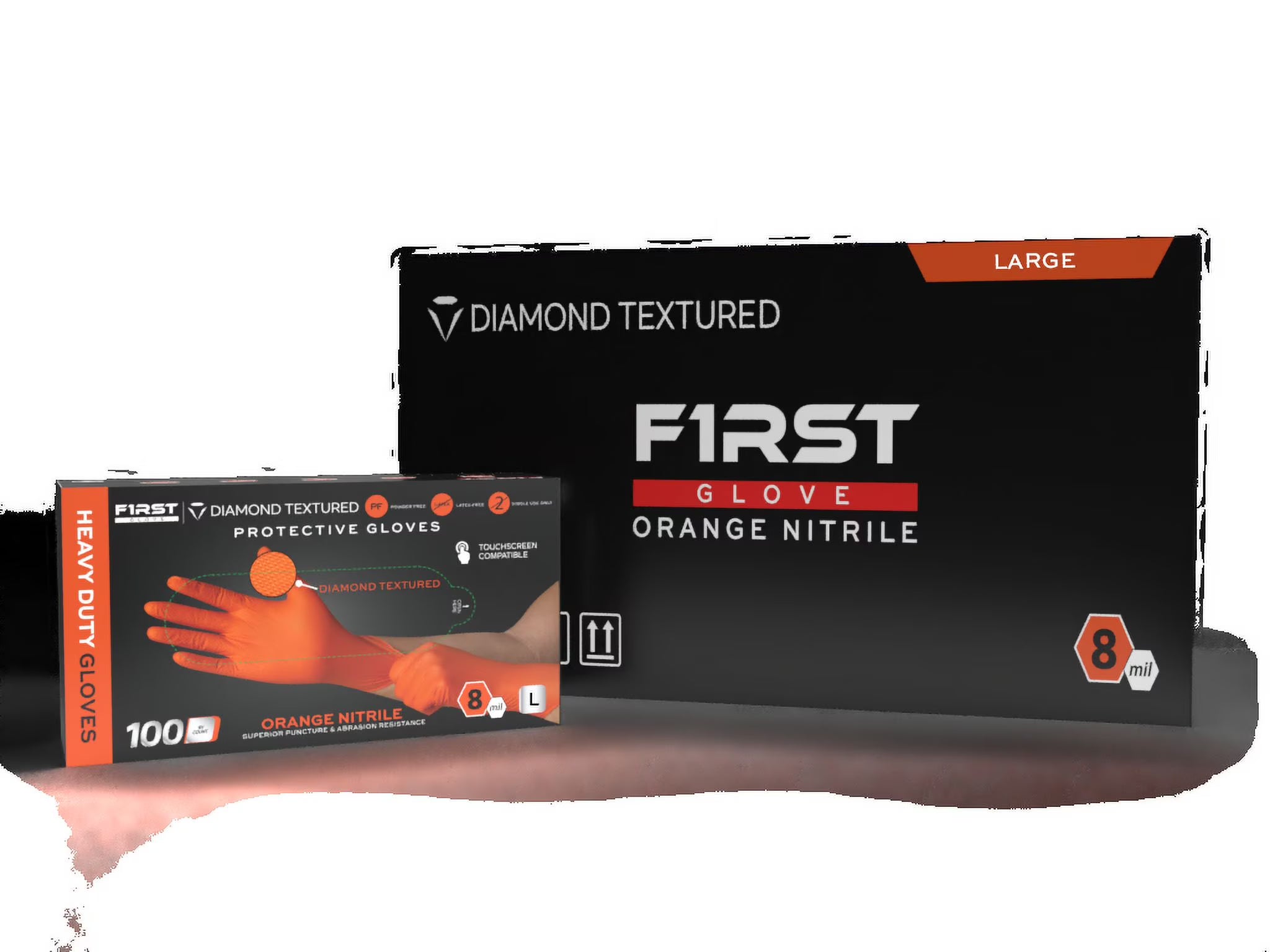 Heavy Duty Disposable Nitrile Gloves, Large, 1000 Ct., 8 Mil, Orange S407