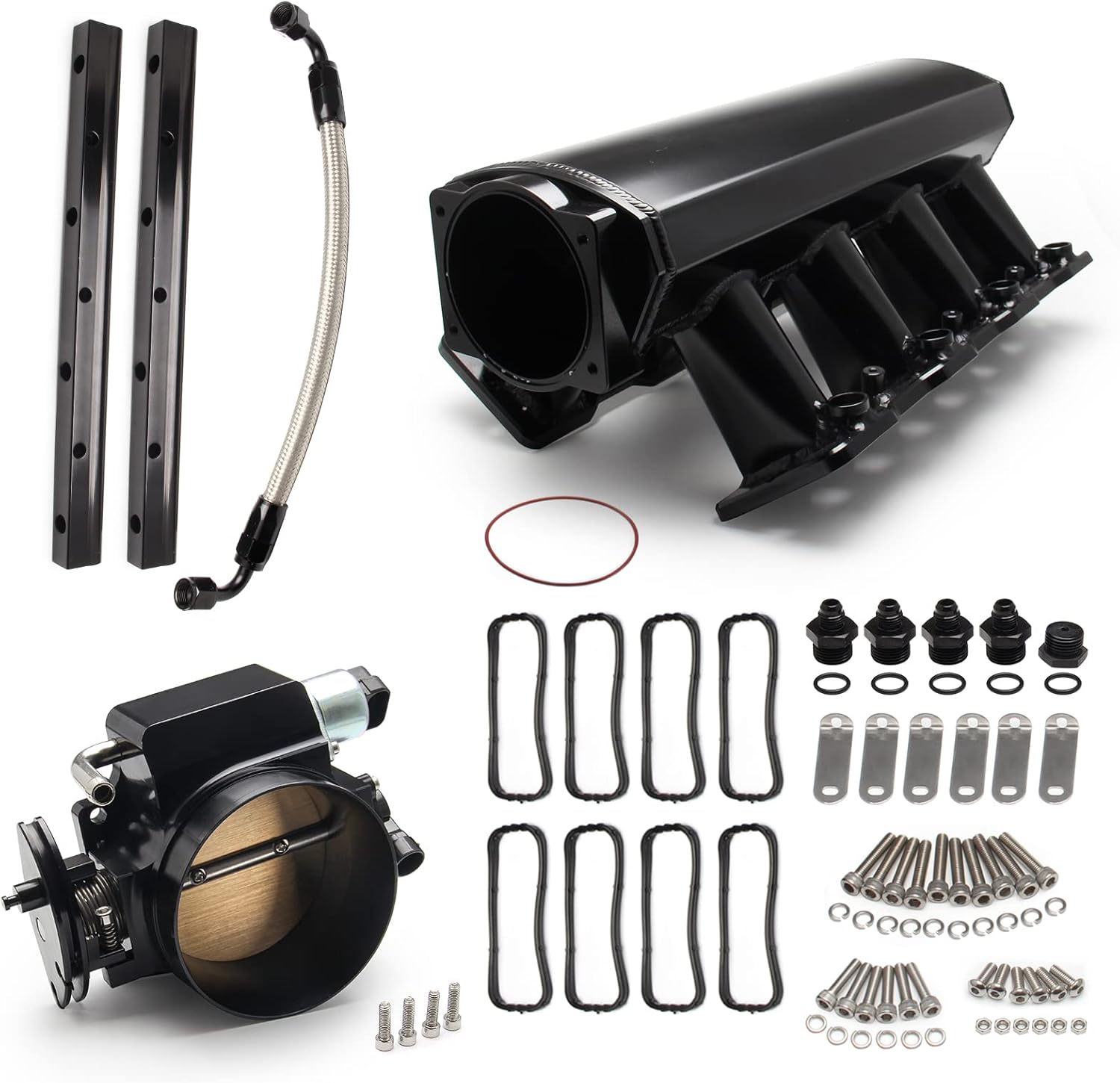 102MM Intake Manifold EFI with Fuel Rails and Throttle Body Black I24642