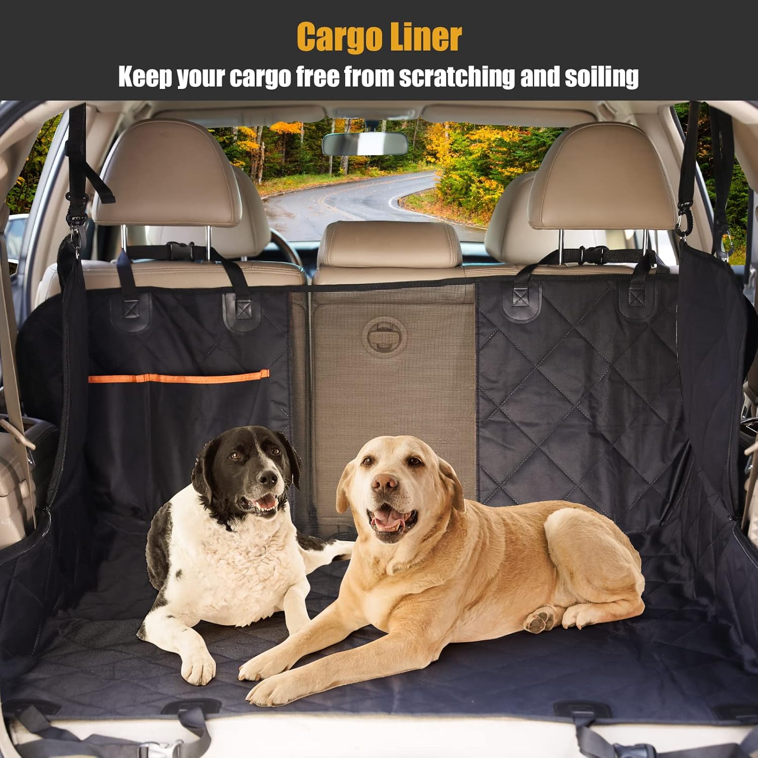 Waterproof Dog Car Seat Cover with Mesh Window and 2 Pockets, Pack of 2 J845719
