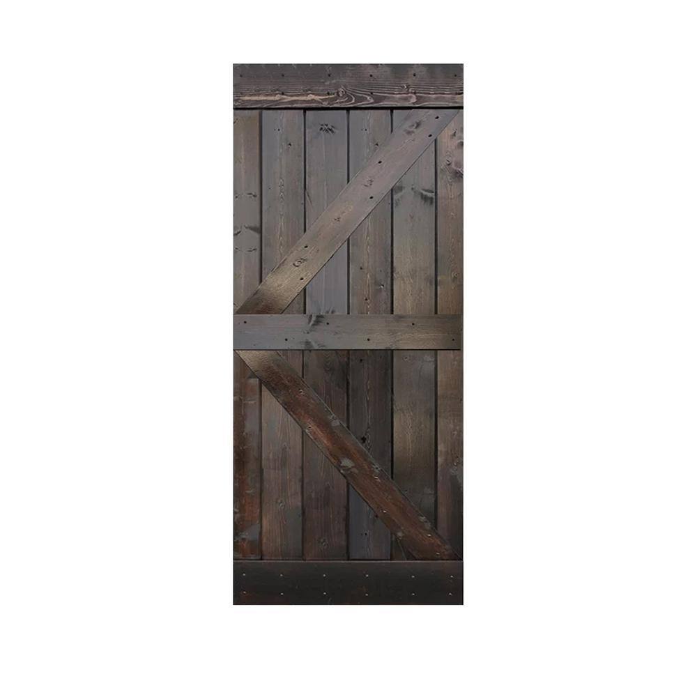 Dark Coffee Knotty Pine Solid Wood Interior Barn Door Slab Q74605