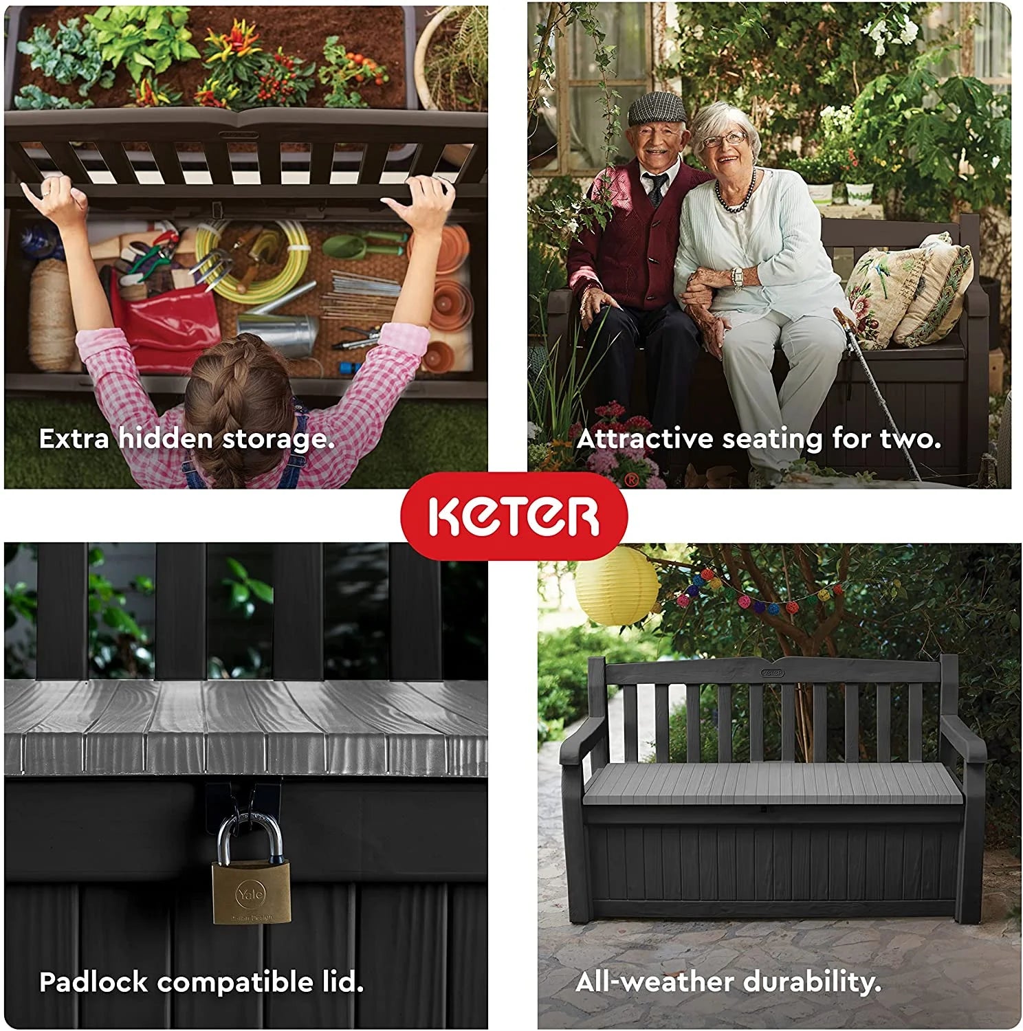 Grey 70 Gallon Storage Bench Deck Box X1078