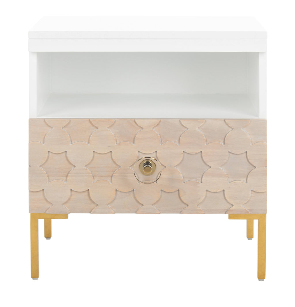 White/Gold 1 Drawer Side Table O807