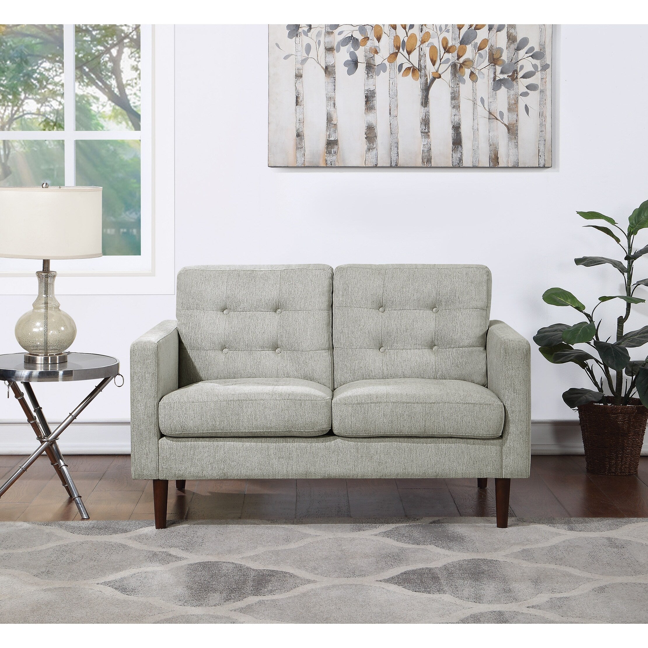 Cream Fabric 2-Cushion Loveseat B79553