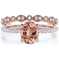 Minimalist 2.00 Carat Oval Cut Morganite And Diamond Moissanite Engagement Ring In 10k Solid Rose Gold J83813