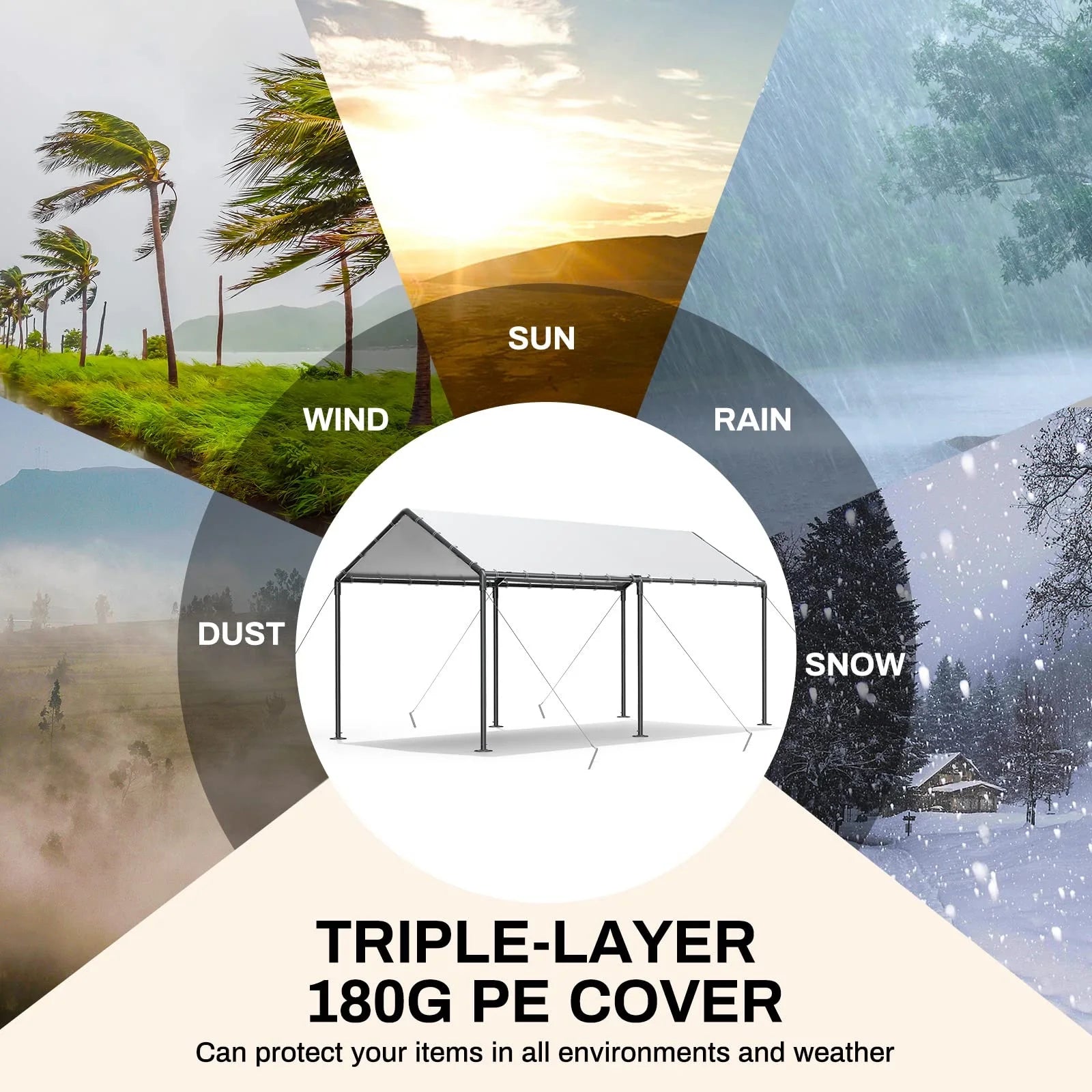 10 x 20Ft Heavy Duty Carport with Steel Wire Rope I87941