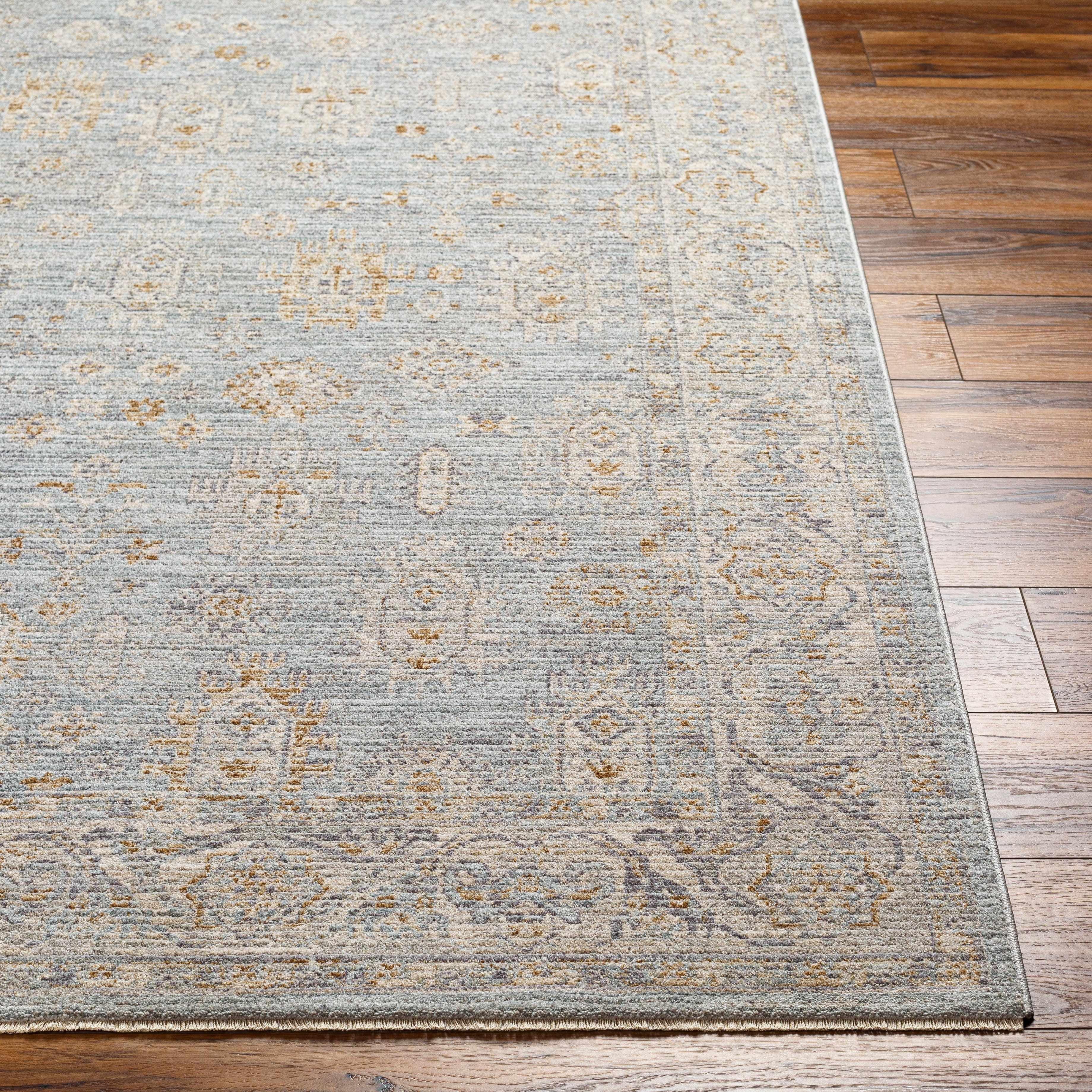 Gray Green Hallway Runner Rug N3705
