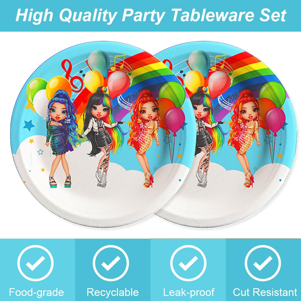 40pck Rainbow High Dolls Party Supplies with 20 Plates and 20 Napkins L83228