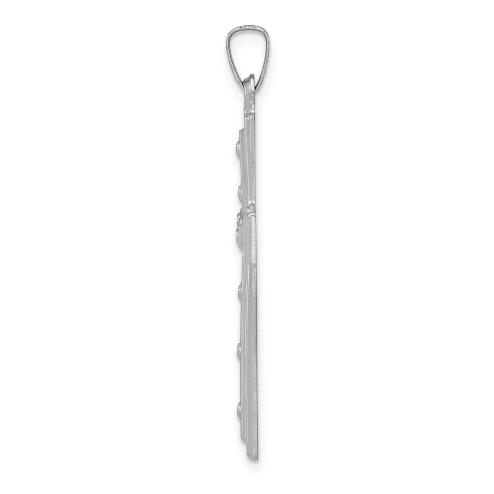 14k White Gold Polished and Satin Cross Pendant W8922