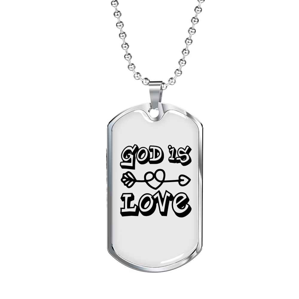 Stainless Steel or 18k Gold Dog Tag Necklace with 24" Chain U960