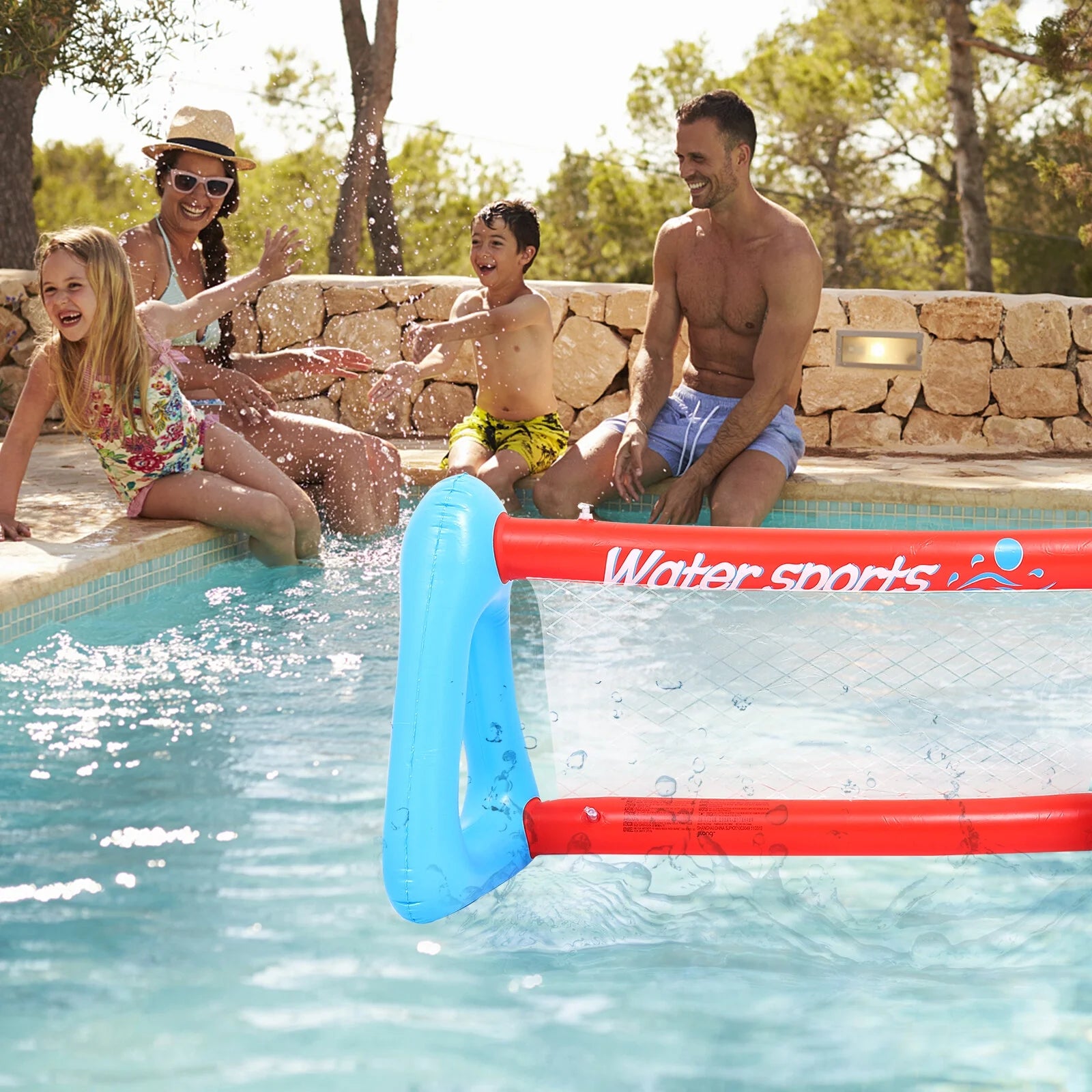 Inflatable Pool Float Set with Volleyball Net and Volleyballs B324