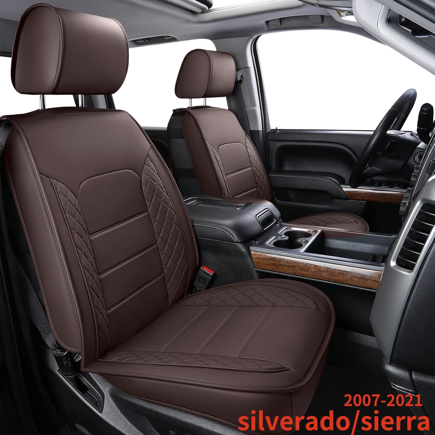 Brown Water Proof Faux Leather Seat Covers Full Set R626