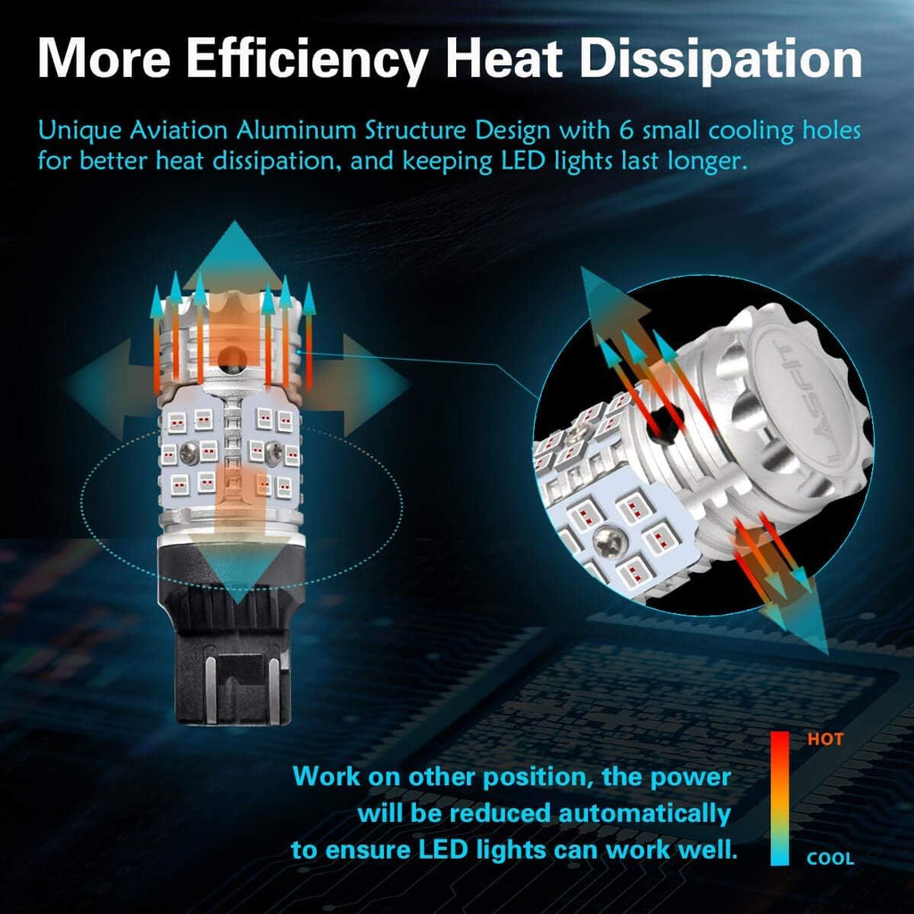 Red 7443 7444 LED Brake Tail Light Bulb (2pcs) N638