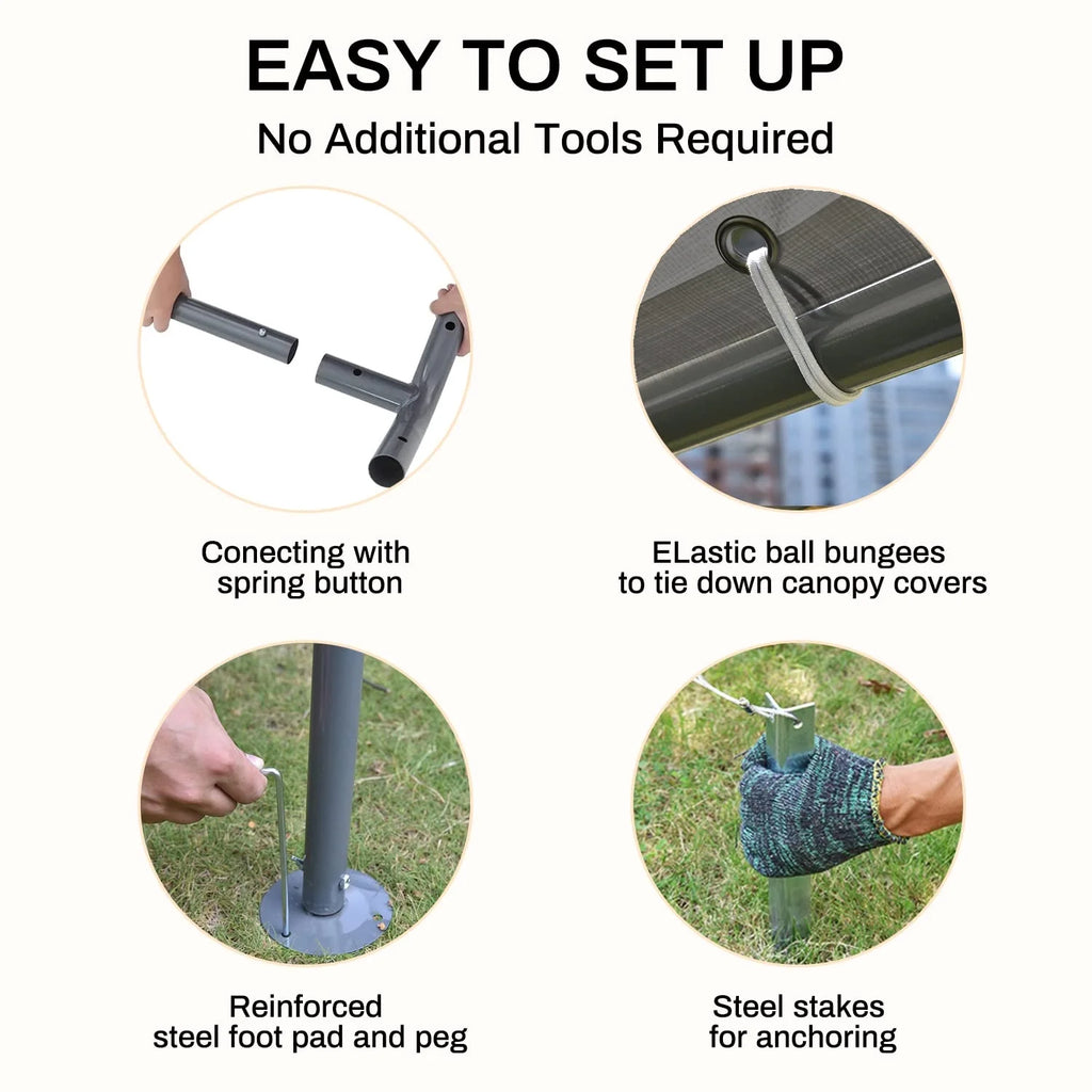 10 x 20Ft Heavy Duty Carport with Steel Wire Rope I87941