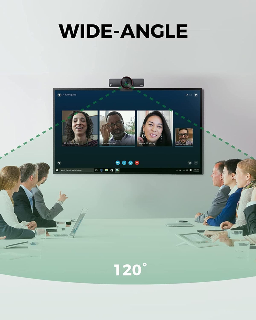 4K Webcam with Auto Framing, Presenter Tracking, 120° Field of View, Dual AI Noise-canceling Mics H970