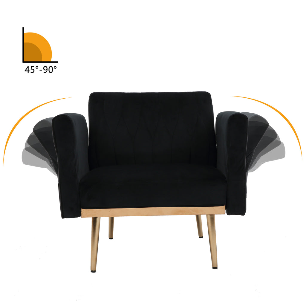 Velvet Accent Chair Set with Ottoman F37685